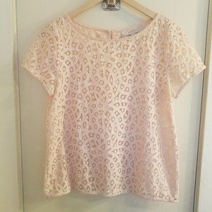 Pastel Pink Ann Taylor Loft Lace Top